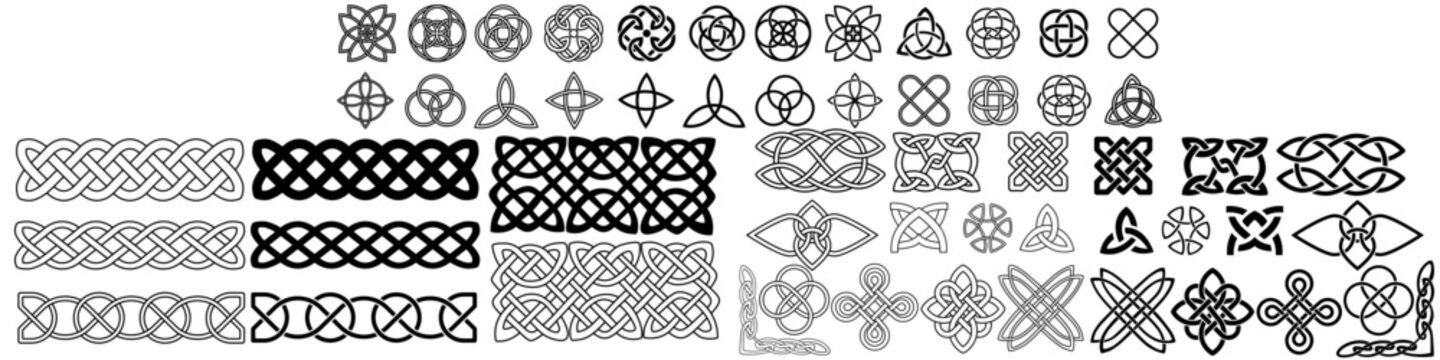 Celtic Knots icon vector set. Celtic signs illustration symbol collection. Celtic drawings symbol or logo.