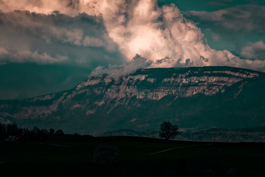 Chartreuse massif in the clouds seen from a drone