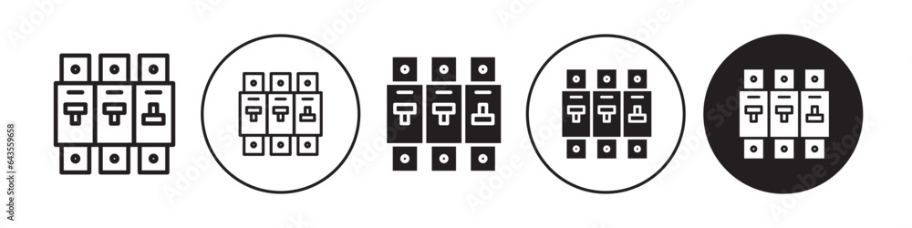 Poster circuit breaker icon. electric switch or fuse symbol. automatic electricity power cut protection dev