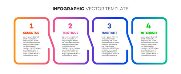 Infographic template timeline process 4 option or step gradient line color style vector for presentation 10 eps