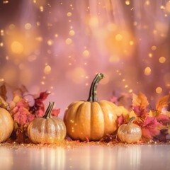 halloween pink sparkle pumpkin flowers, ai