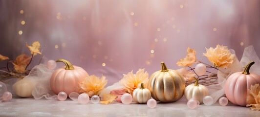 halloween pink sparkle pumpkin flowers, ai