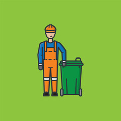 Garbage man with trash box vector illustration for Global Garbage Man Day on June 17