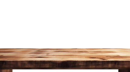 Empty wooden table front view on transparent background. Generative ai design png concept.