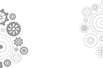 Configuration idea with gears design on clean white background