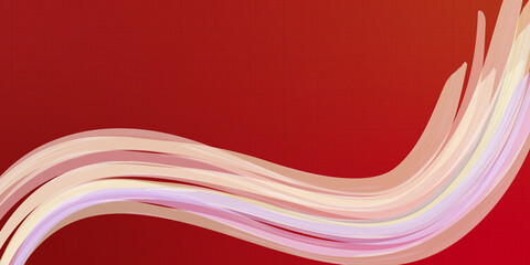 Multi color abstract brush stroke on red creating a background