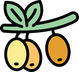Olives branch icon outline vector. Hummus cuisine. Vegetable day color flat