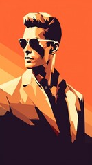Fototapeta premium Guy minimal summer tourist ad illustration