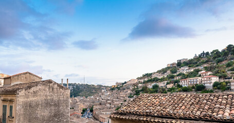 panoramic view of Modica downtown, Sicily, Italy - 643562817
