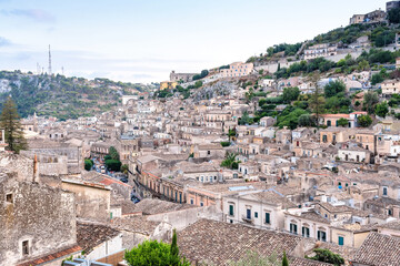 panoramic view of Modica downtown, Sicily, Italy