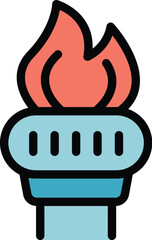 Fire award icon outline vector. Success design. Medal win color flat