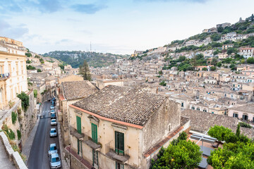 panoramic view of Modica downtown, Sicily, Italy - 643562865