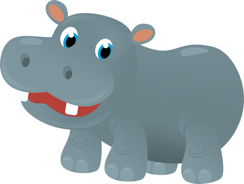 cartoon scene with happy tropical animal hippo hippopotamus on white background safari illustration for children