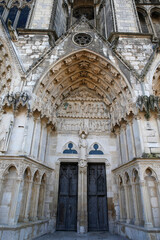 Obraz premium Saint-Etienne cathedral, Bourges, France. Western faÃ§ade. Saint Etienne portal.