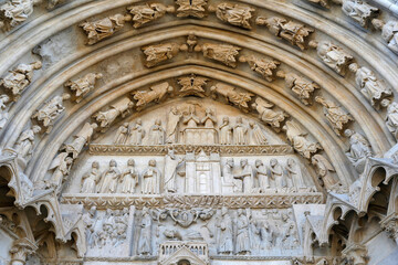 Saint-Etienne cathedral, Bourges, France. Western faÃ§ade. Saint Ursin portal.