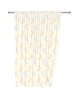 Curtain  with Minimalist Print Simple Vector Illustration