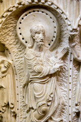 Christian art work in the Nazareth basilica museum, Israel.