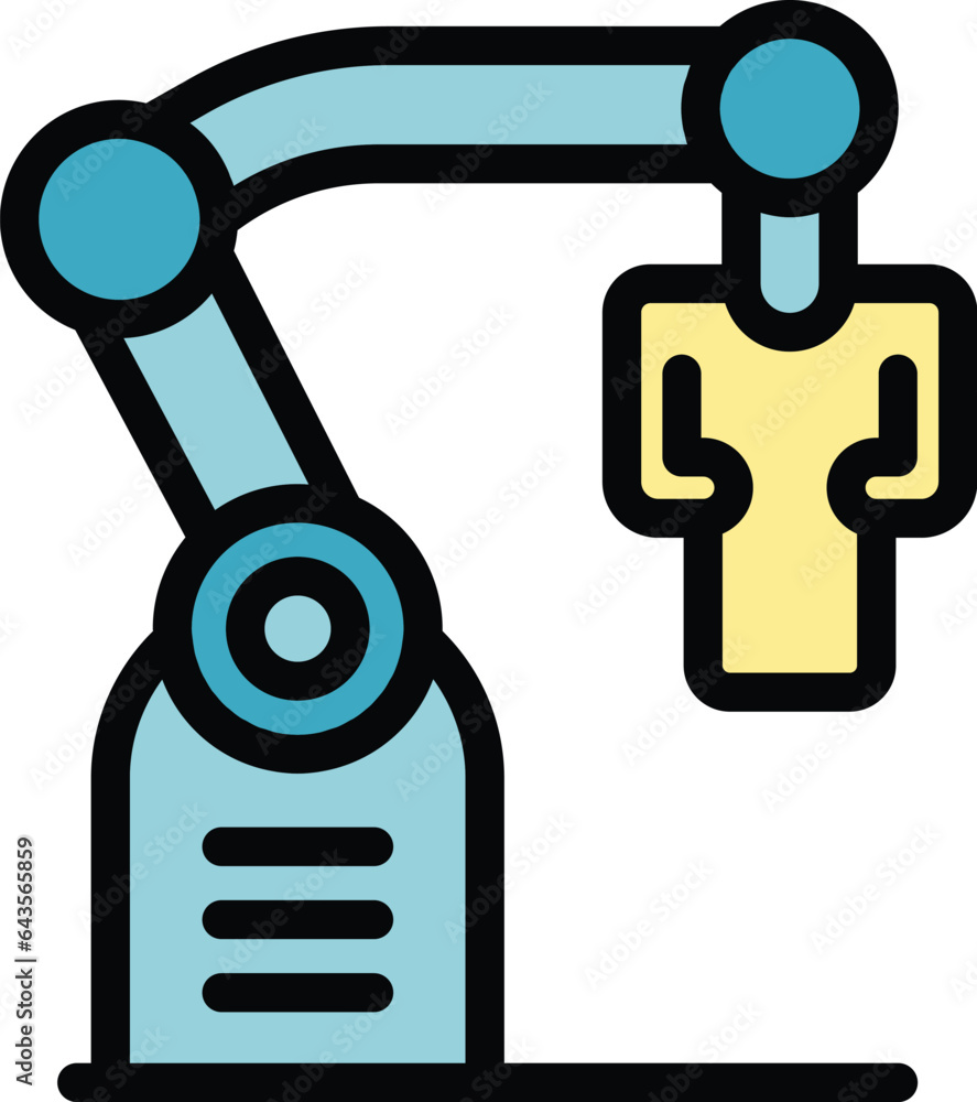 Aufkleber robot engineer factory icon outline vector. work machine. machinery production color flat