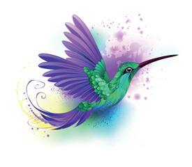 Flying green hummingbird © Nelli Valova