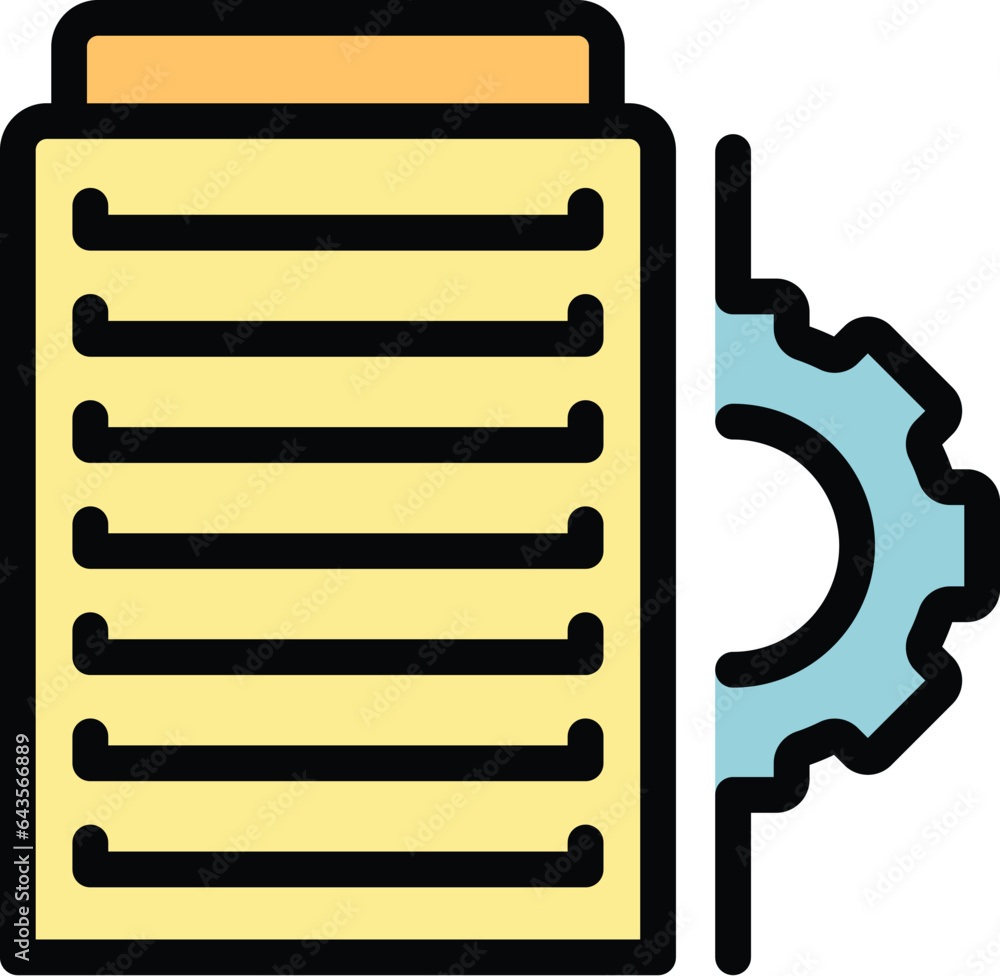 Poster engineer factory building icon outline vector. work machine. process manufacture color flat