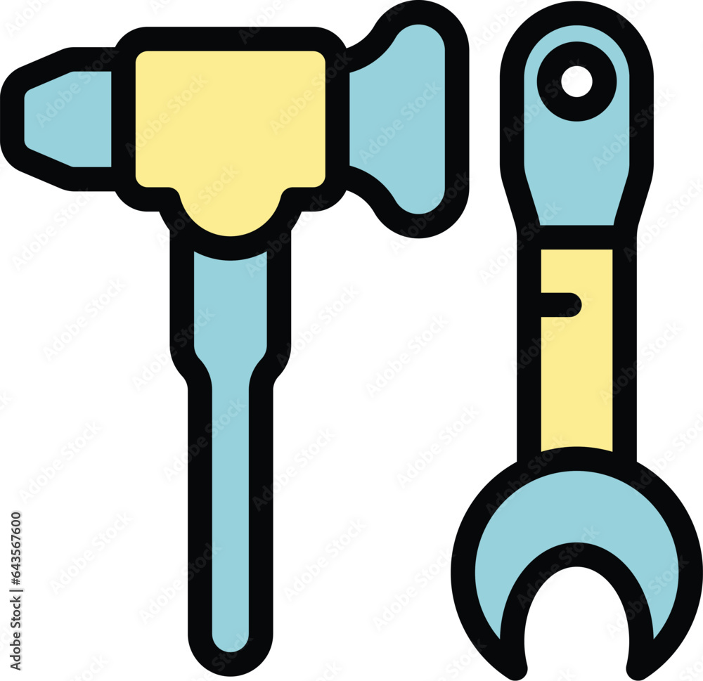 Aufkleber engineer tools icon outline vector. worker process. gear robot color flat