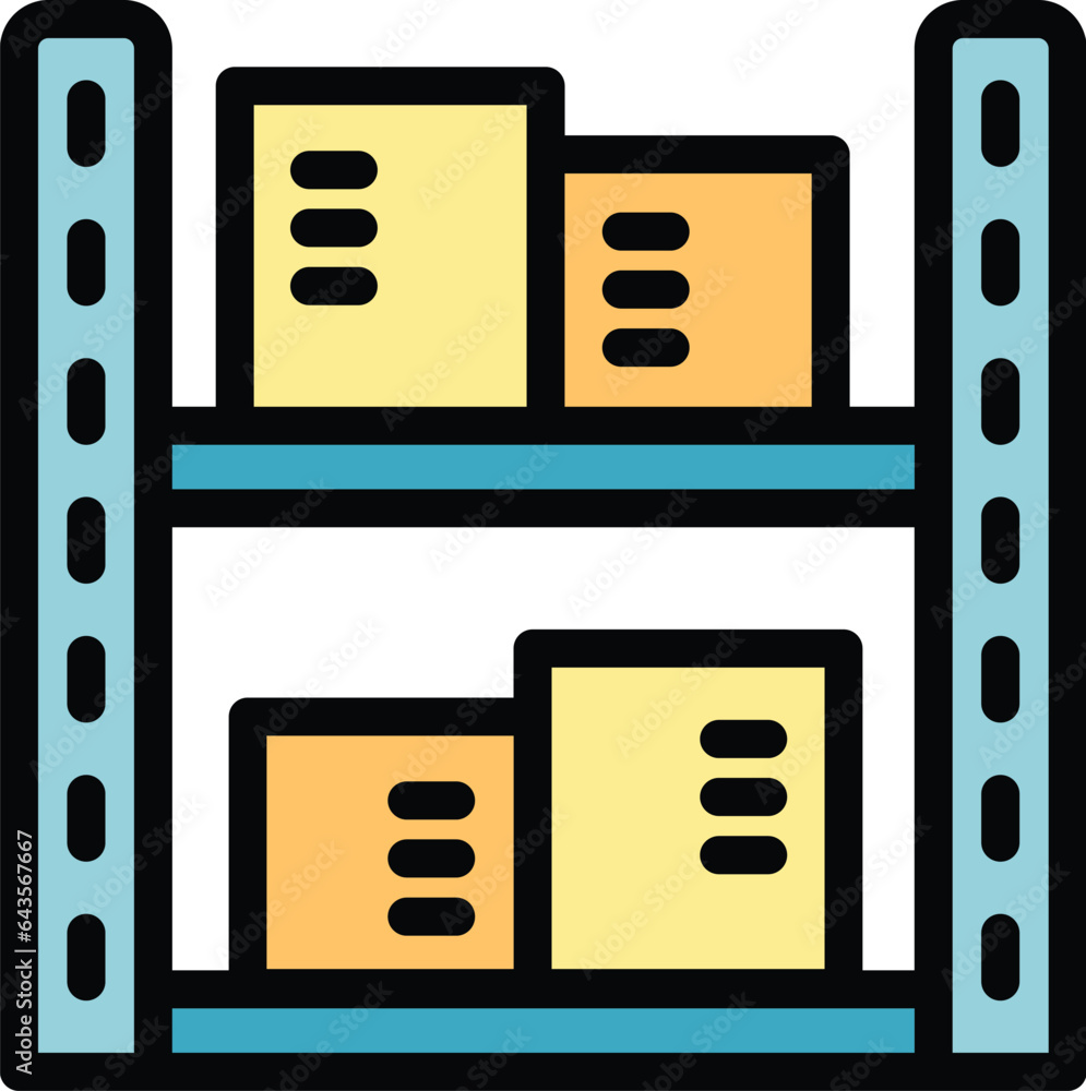 Poster engineer rack icon outline vector. worker machinery. gear robot color flat
