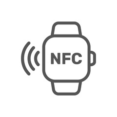 NFC smart watch line icon. Smart Watch vector icon. NFC payment, smartwatch payment