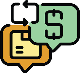 Obraz premium Return box chat icon outline vector. Service delivery. Goods package color flat