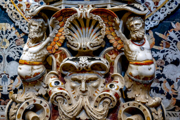Santa Maria Nuova cathedral, Monreale, Sicily, Italy. Crucifix chapel. Sculptures.