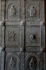 Santa Maria Nuova cathedral, Monreale, Sicily, Italy. Bronze portal by Bonanno of Pisa.