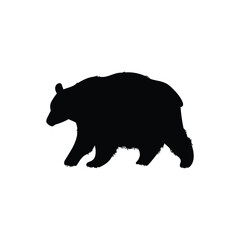 Bear black silhouette vector illustration isolated on white background.