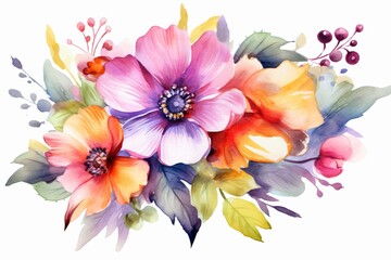 Watercolor flower PNG - beautiful floral designs with transparent background - obrazy, fototapety, plakaty