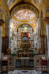 Fototapeta na wymiar Santa Maria dell'Ammiraglio church, known as La Martorana, Palermo, Sicily, Italy. Chancel.