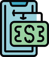 Return smartphone icon outline vector. Product service. Delivery shipment color flat