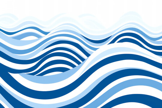 Blue wave pattern background with fluid graphic curves for a modern contemporary sea and ocean waves flat design for a concept art waveform project, computer Generative AI stock illustration image