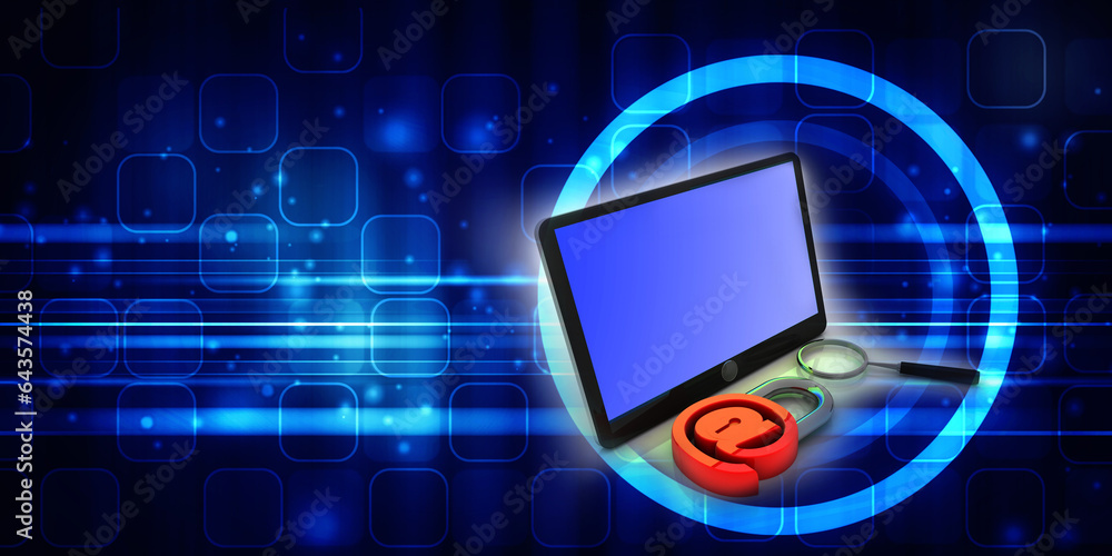Poster 3d rendering mobile phone with e mail lock near lens