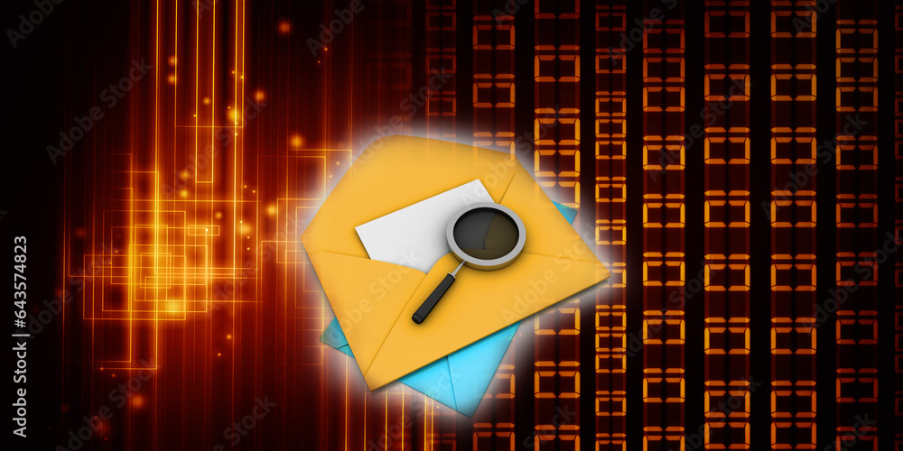 Poster 3d rendering envelope search concept
