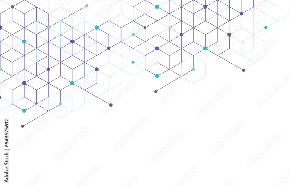 Aufkleber abstract geometric boxes pattern dot line connection background. modern technology with square mesh.