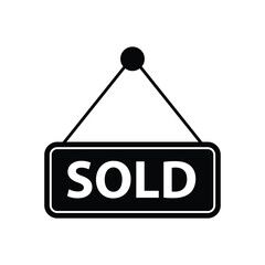 sold icon vector eastate house sign