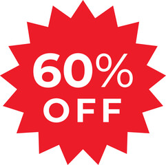 Red Price tags, special offer or shopping discount label with percent, discount. 10, 20, 25, 30, 35, 40, 50, 60, 70, 80 and 90 percent price. Paper sticker. Promotional sale. Vector illustration.