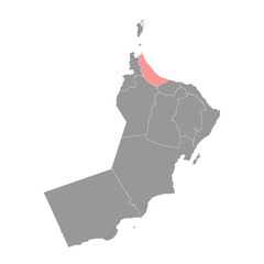 Al Batinah North Governorate map, administrative division of Oman. Vector illustration.