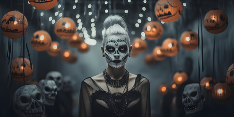 girl in halloween costume closeup