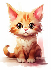 cute ginger kitten with big eyes