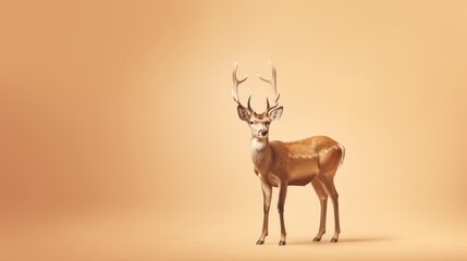 A deer standing gracefully against a neutral backdrop