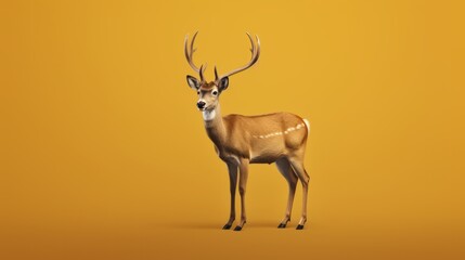 A majestic deer against a vibrant yellow backdrop
