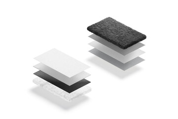 Blank black and white textile and fur material layers mockup