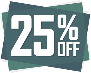 Sale 25% off, discount tag on transparent background. Promotion sign for shop or online store, PNG illustration