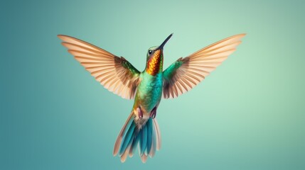 Fototapeta premium Graceful Hummingbird in Mid-Flight: Vibrant Wings and Agile Movements