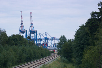 port, port, kontener, dźwig, dok, eksport, statek, przemysł, fracht, ładunek, morze,...