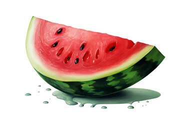 Fresh and juicy watermelon slices PNG isolated on transparent background - a summer fruit concept